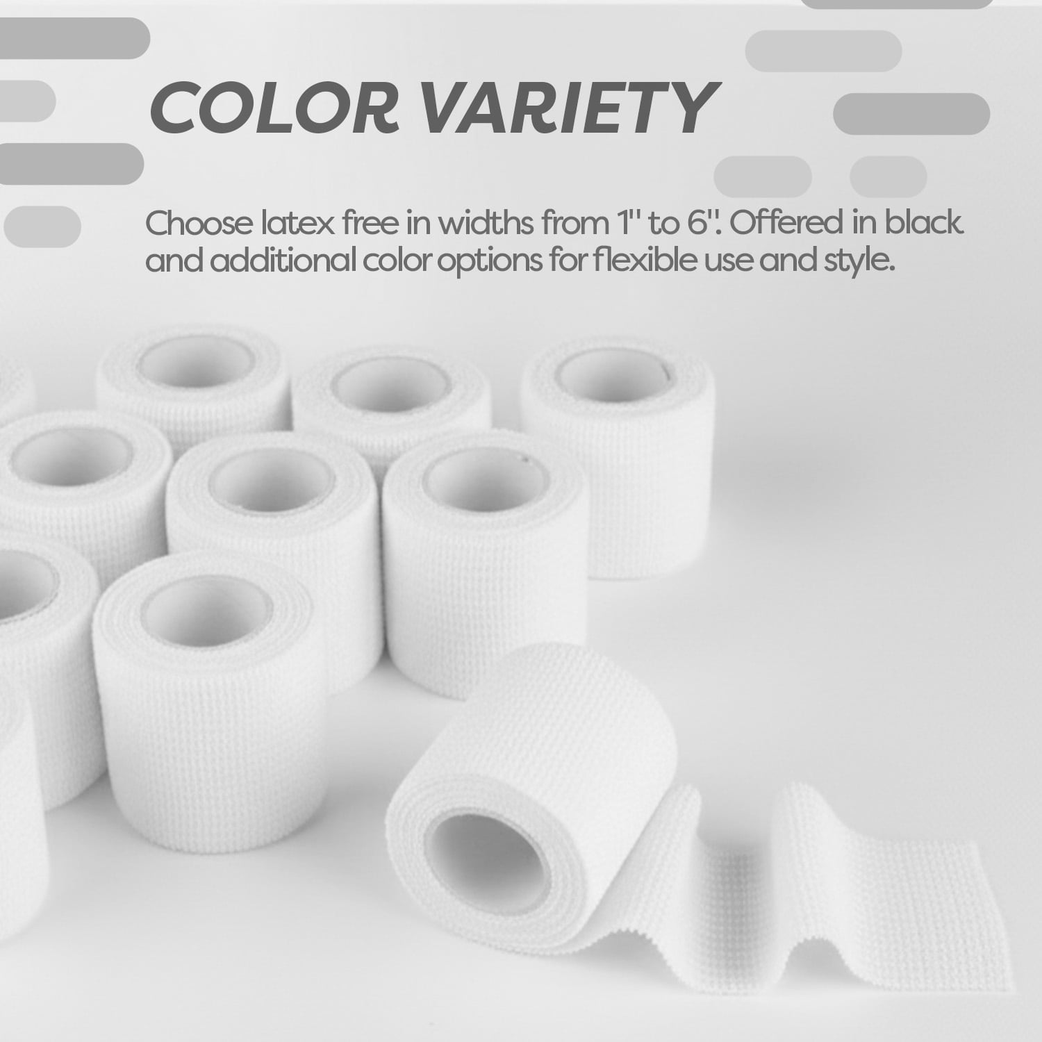 Dynarex Sensi-Wrap Self-Adhesive Bandages, 30-Pack, 1" x 5 yards, White, Latex, Colored Elastic Cohesive Athletic Tape, Tattoo Grip & Vet Wrap