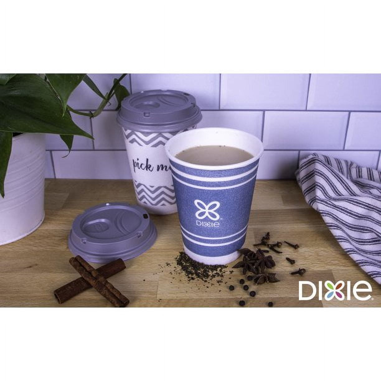 Dixie To Go Disposable Paper Cups with Lids, 12 oz, Multicolor, 60