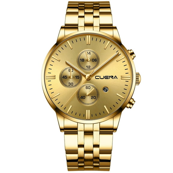 Men Business Fashion Gents Quartz Watch Stainless Steel Band Waterproof