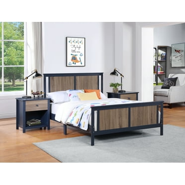 CoSoTower Full Bed Midnight Blue/Vintage Walnut