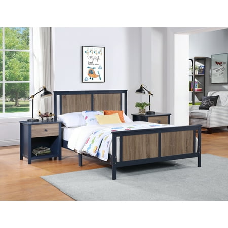 Olive & Opie Connelly Full Bed Midnight Blue/Vintage Walnut