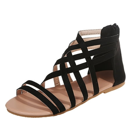 

new home gifts for home Fashion Women s Flat Summer Zipper Beach Open Toe Breathable Sandals Shoes PU Black