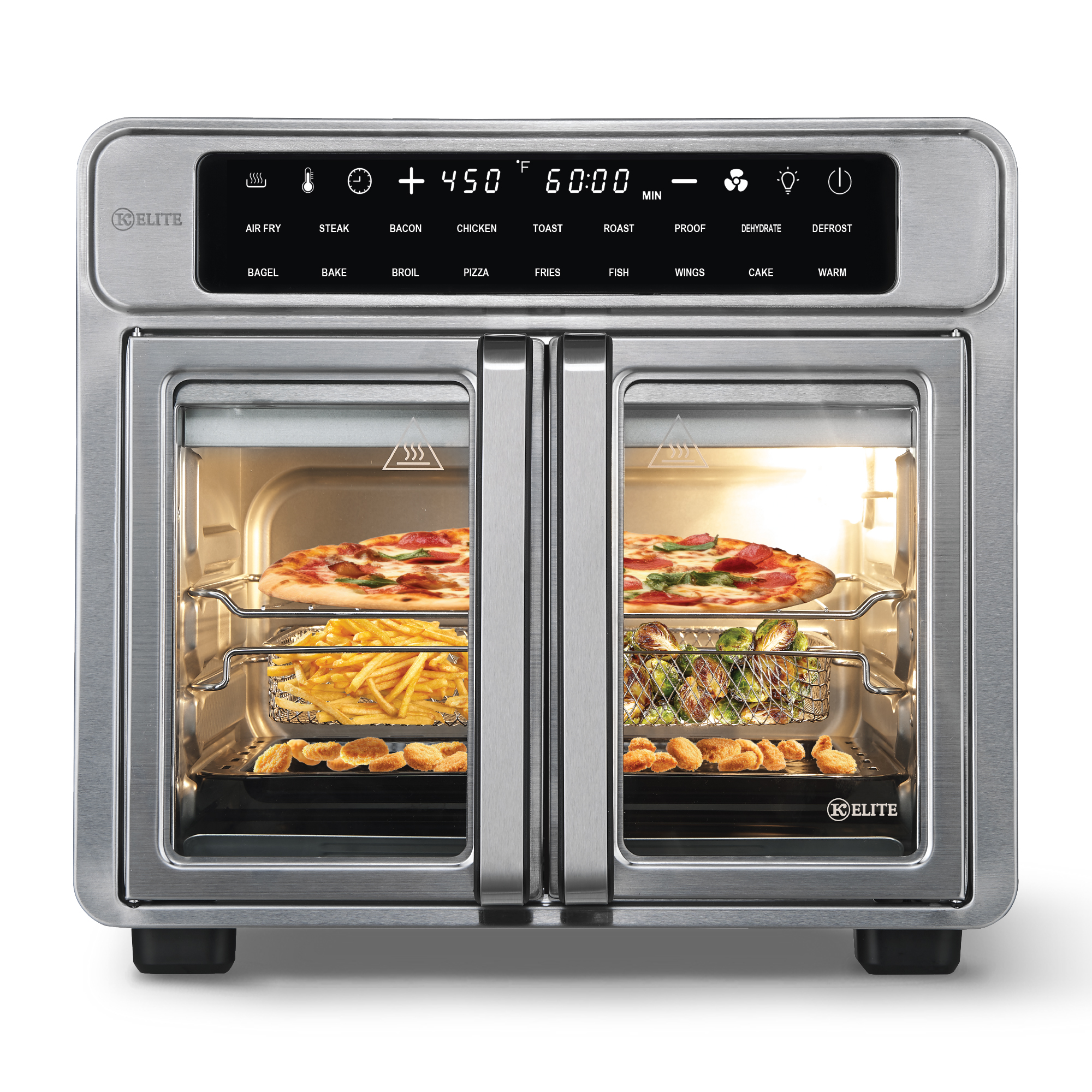 Kitchen Elite 26 Qt French Door Air Fryer Oven, Countertop Cooker with LED Display