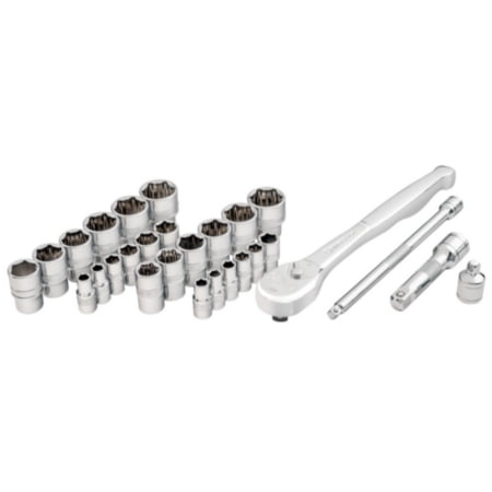 PowerBuilt 28 Piece 1/4" & 3/8" Dr. Zeon Socket Set