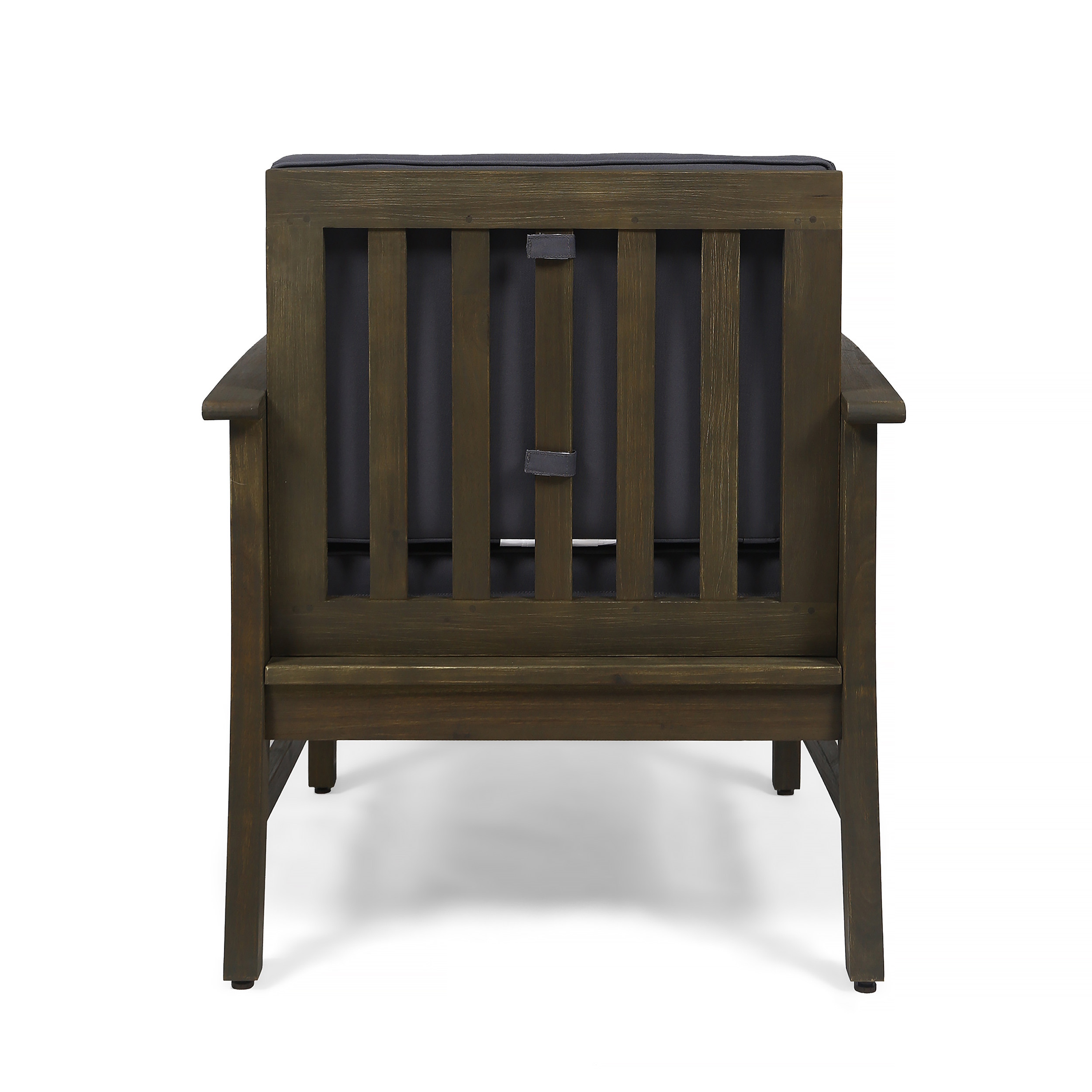 Danielle Outdoor 7 Piece Acacia Wood 6-Seater Sofa and Club Chairs Set, Gray and Dark Gray