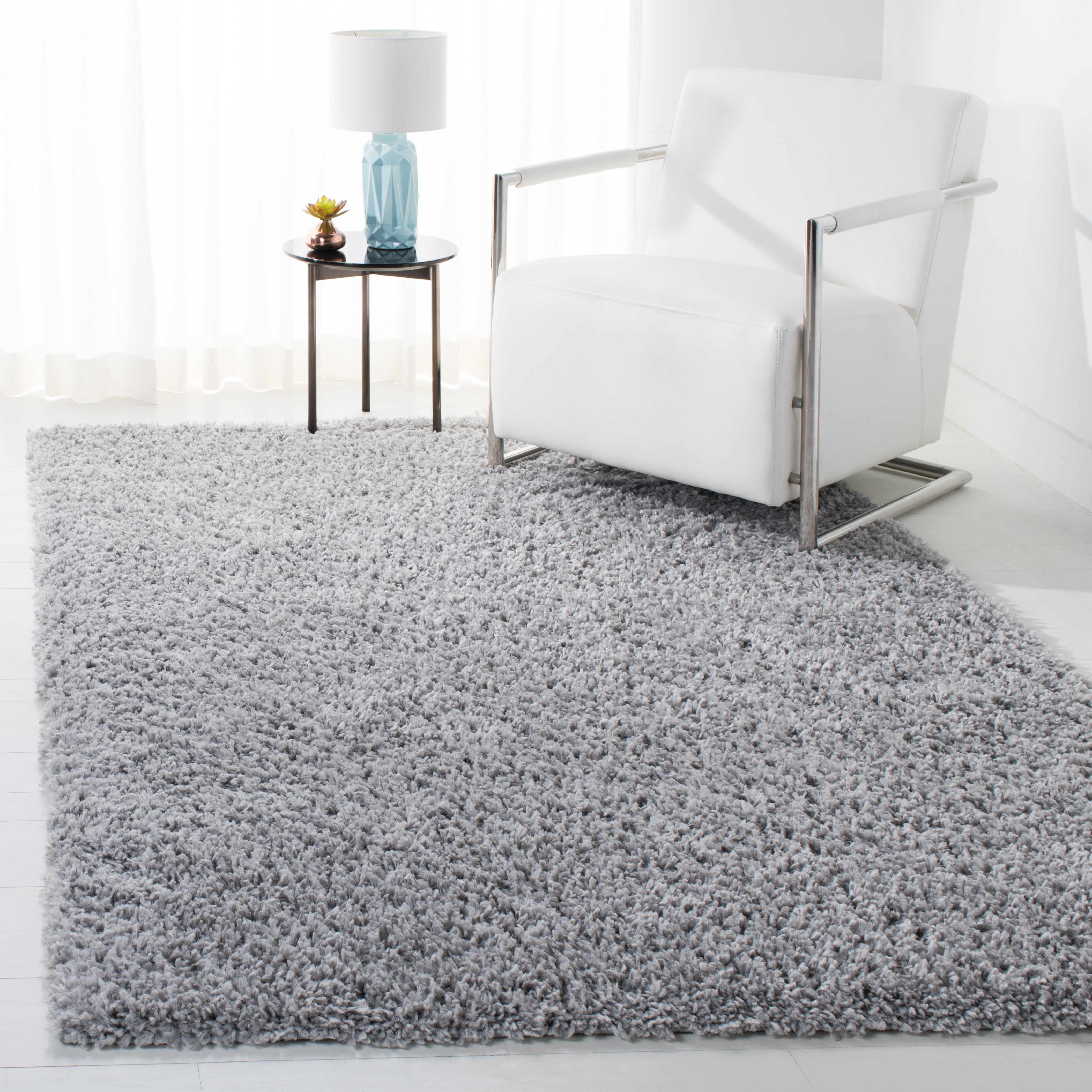 Safavieh August Shag Rug Collection Solid Glam Area Rug, Silver