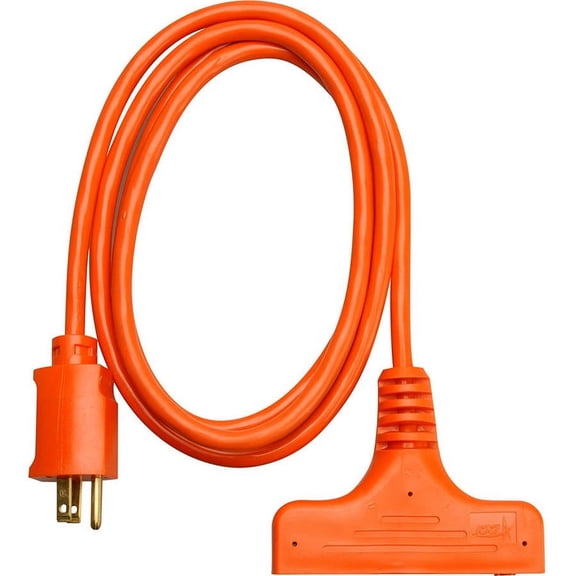 Coleman Cable 14/3-Wire Gauge SJTW Tri-Source Extension Cord, Orange, 6-Foot