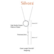 Silvora Silver Lariat Necklaces for Women Trendy Drop Bar Pendant Y-Necklaces Adjustable Long Chain Elegant Jewelry Gifts for Granddaughter Sister Christmas