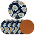 thumbnail image 2 of Daisy 6pcs Microfiber Leather Round Car Coasters, 11x11 cm/4.3x4.3 in, Cup Holder Mats for Car, Set of 6 Absorbent Drink Coasters, 2 of 6