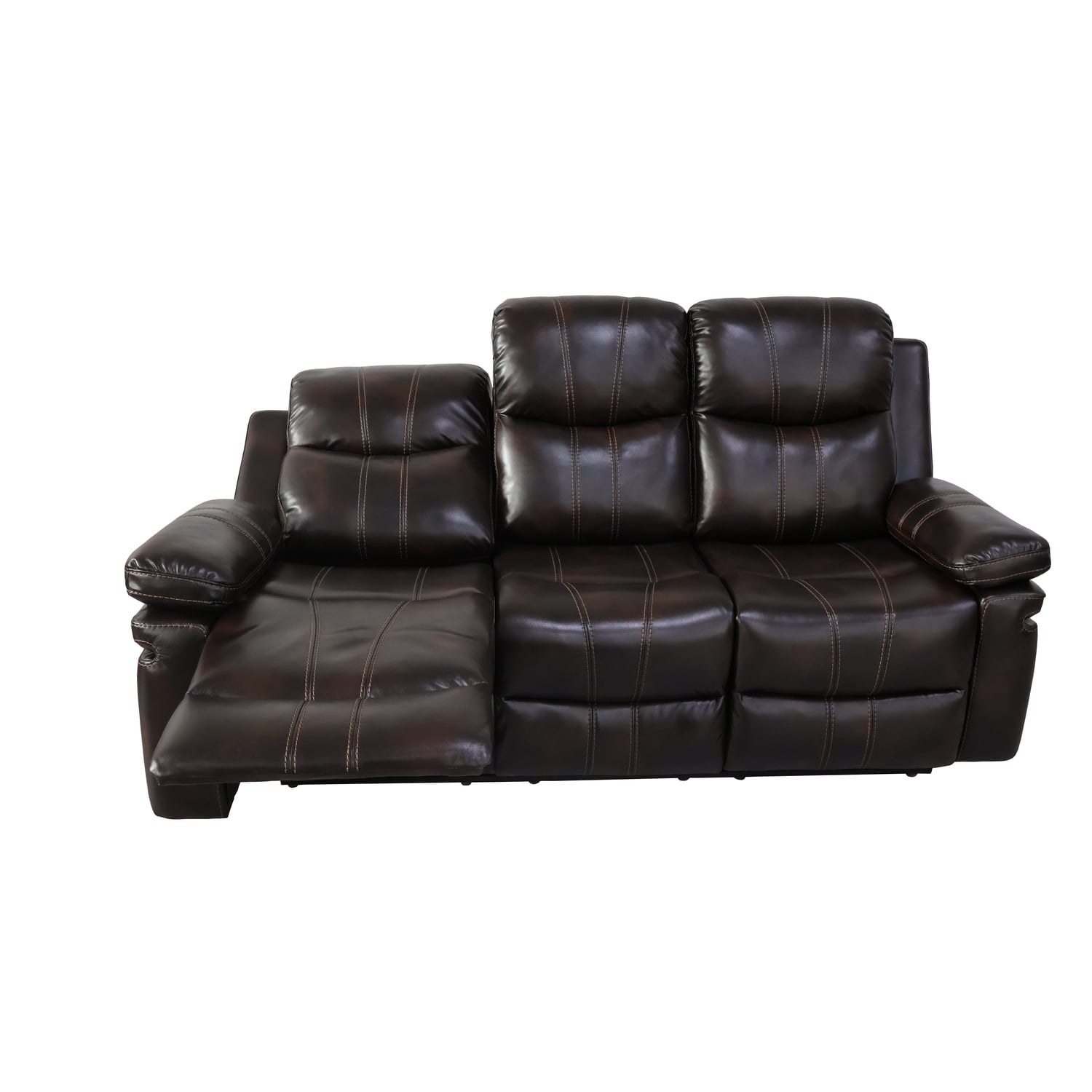 New Classic Furniture Kellen Faux Leather Power Sofa with Dropdown Tray in Brown