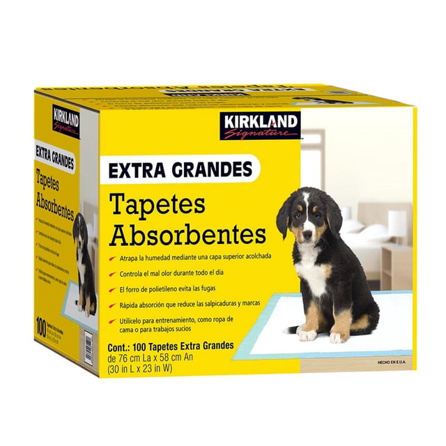 Pañal Tapete Kirkland® Entrenador Para Cachorro 100 Piezas Kirkland Signature Tapetes Absorbentes