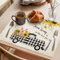 thumbnail image 3 of Cute Pig Placemats Set of 8 County Sunflowers Truck Farmhouse Black White Plaid Place Mats Indoor Wipeable Table Mats Washable Dining Table Placemats for Kitchen Holiday Party Home Decor 13x19 Inch, 3 of 9