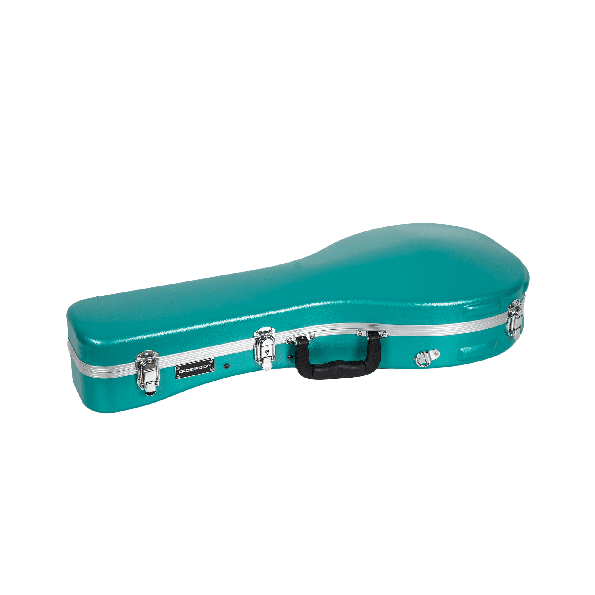 Crossrock A-style Mandolin Case | ABS Molded Hardshell with Security Lock, Metal Feet, and Detachable Straps-Mint Blue