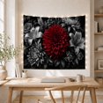 thumbnail image 5 of Large Red Dahlia with Monochrome Lilies on Black Background, Dramatic Gothic for Art Lovers, Moody Floral Wall Decor, Thanksgiving Gift, Tapestry Wall Hanging for Bedroom and Living Room, 5 of 7