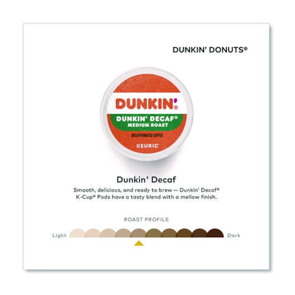 Dunkin' Donuts Decaf Keurig® Single-Serve K-Cup® Pods, Medium Roast, Box of 44 K-Cup® Pods