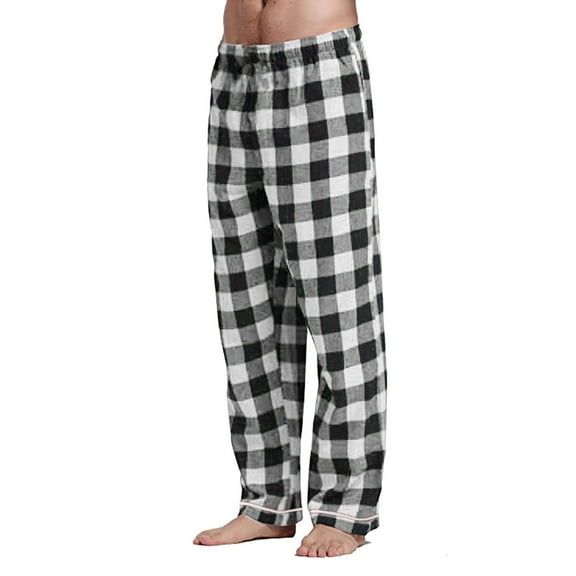 Men's Plaid Pajamas Pants Big And Tall Bottoms Black White Pants Cotton Baggy Holiday Plaid Pants Sleeping Loungewear