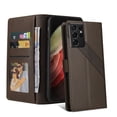 thumbnail image 2 of Wallet Case Compatible with Samsung Galaxy S21 Ultra, Luxury ID Cash Credit Card Slots Holder Carrying Pouch Folio Flip PU Leather Cover [Magnetic Hard Case] for Samsung Galaxy S21 Ultra,Brown, 2 of 10