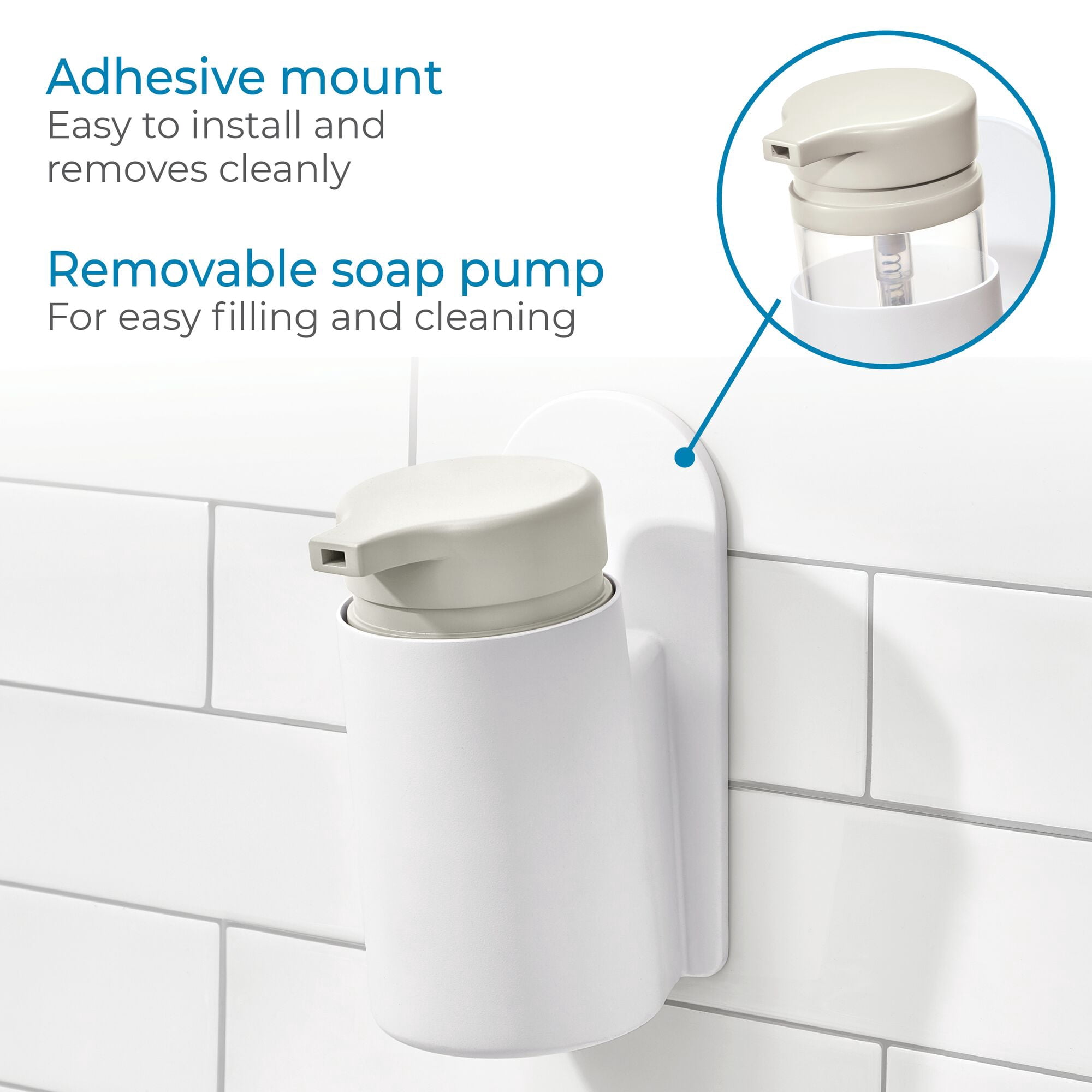 iDesign Self-Adhesive Soap Dispenser – Berkley Collection - Coconut/White