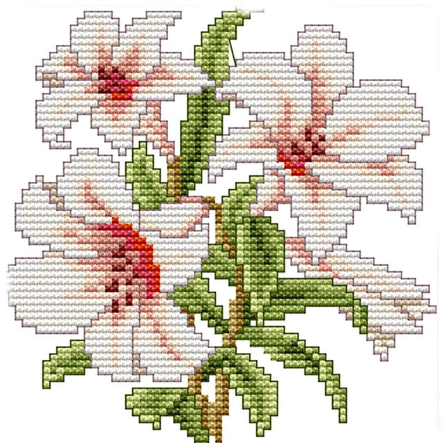 Kit Punto Cruz Con Flores Impresas 14 Quilates Bordado Parcial Lirio (17x17 Cm)