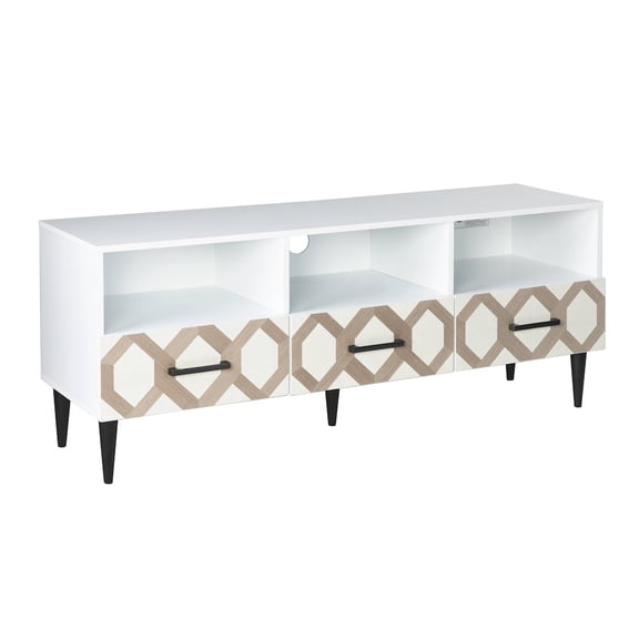 SEI Eltisley TV Stand with Storage in White Color