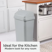Sterilite Kitchen Trash Can, 13 Gallon Plastic Garbage Bin with Swing Top Lid, Light Gray