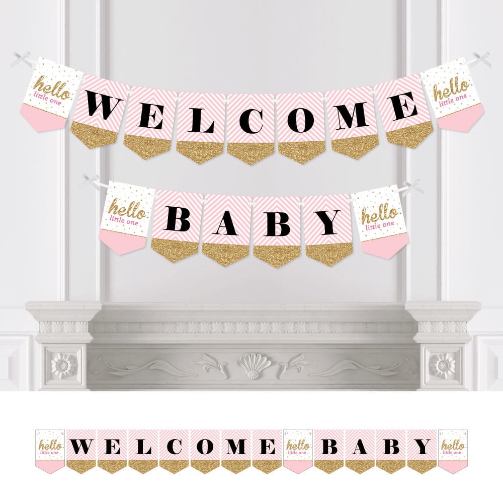 Gold Glitter Rose Gold Glitter Boy or Girl Banner for Baby Shower Gender Reveal Bunting New Born Celebration Party Decoration Supplies