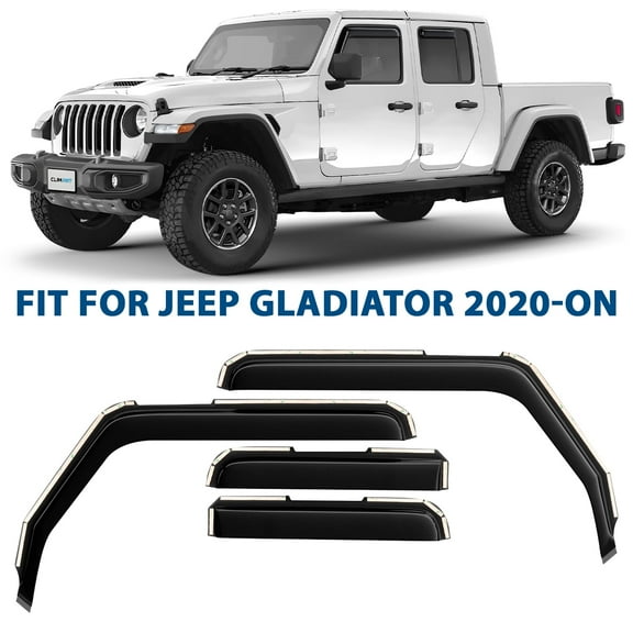 CLIM ART in-Channel Incredibly Durable Rain Guards for Jeep Gladiator 2020-2026,Original Window Deflectors,Vent Deflector,Vent Window Visors,Truck Accessories,4pcs-620202