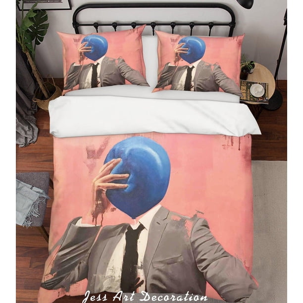 3D Abstracto Colorido Traje Hombre Rosa Funda de edredón Juego de Ropa de Cama Funda Nórdica