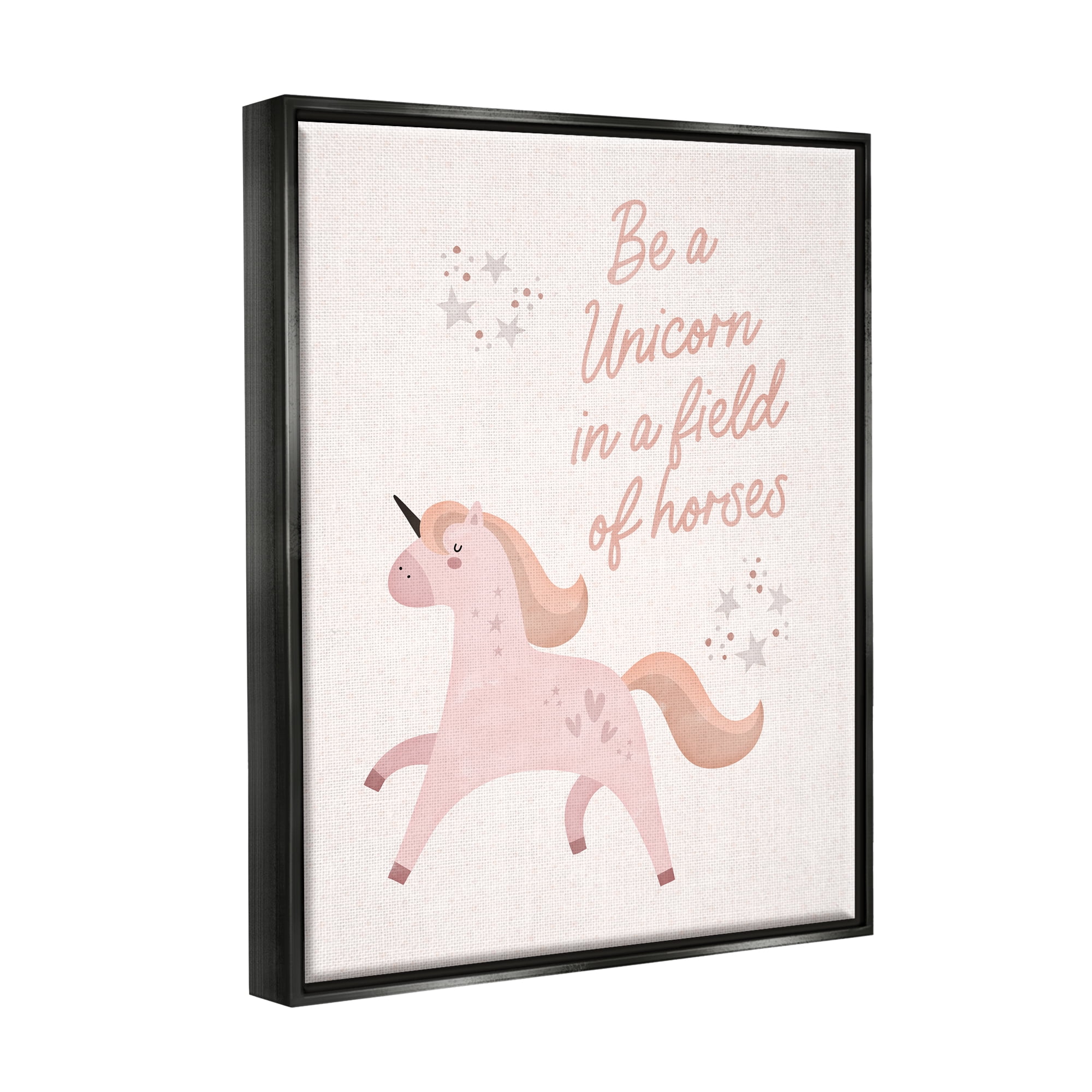 Stupell Be A Unicorn In A Field Of Horses Phrase Fairy Tales & Fantasy Painting Black Floater Framed Art Print Wall Art