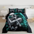 thumbnail image 2 of Castle Fairy Female Men Gothic Skeleton 3 Pieces Queen Comforter Set,Teal Floral Rose Ultra Soft Bedding Sets,Happy Valentine's Day Bedding Comforter Set Breathable,Ultra Soft Home Decor,Reversible, 2 of 8