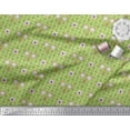 thumbnail image 3 of Soimoi Green Silk Fabric Geometric,Anemone & Hand Mirror Vintage Print Sewing Fabric Yard 42 Inch Wide, 3 of 3
