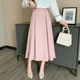 thumbnail image 2 of Sngxgn Womens Basic Soft Stretch Mid Midi Knee Length Flare Flowy Skirts(Pink,One Size), 2 of 9