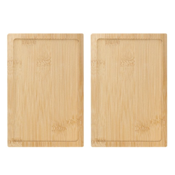 Uxcell 2 Pieces Bamboo Serving Tray 7.09" x 4.72" Rectangular Tea Tray Natural Bamboo Tabletop Serving Platters, Yellow