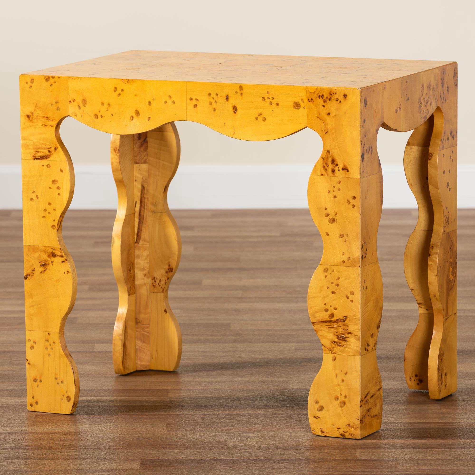 bali & pari Huxley Modern End Table, Light Mappa Burl