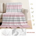 thumbnail image 5 of Pink Stripes Blanket Soft Cozy Warm Twin Blanket for Bed, Plush Fuzzy Flannel Fleece Blankets for Sofa, Modern Minimalist Horizontal Ombre Lines Throw Blankets for Couch, Gifts for Men, 60"x80", 5 of 9