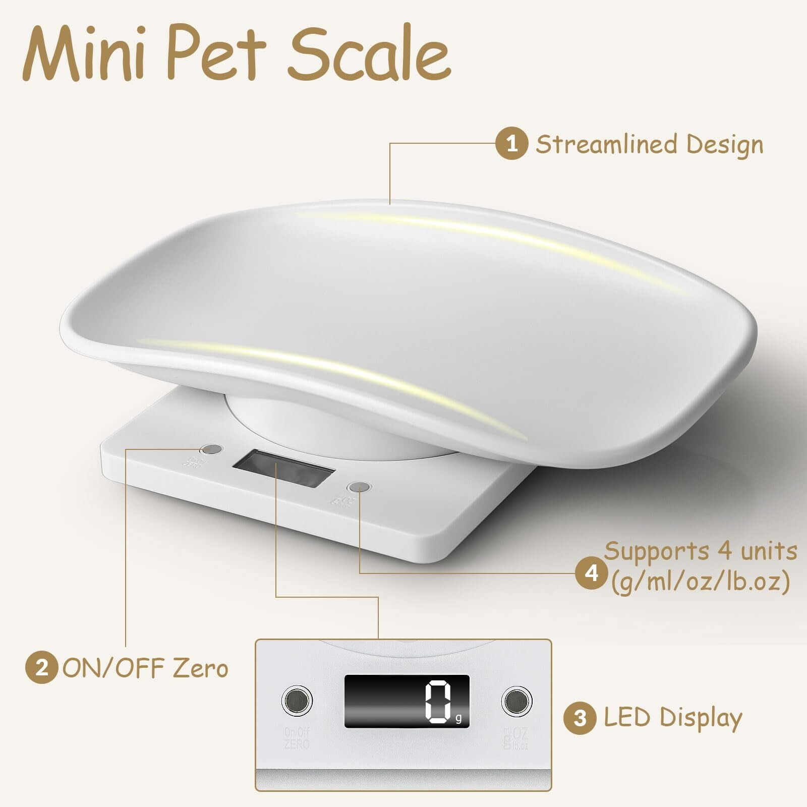 Scale for Pet, Small Pet Scale, Puppy Scales for Weighing, Puppy Whelping Scale, Dog Cat Scale, Portable Newborn Pet Scale for Small Animals, Baby Kittens Weight Scale, Max 33lb11.4 inch