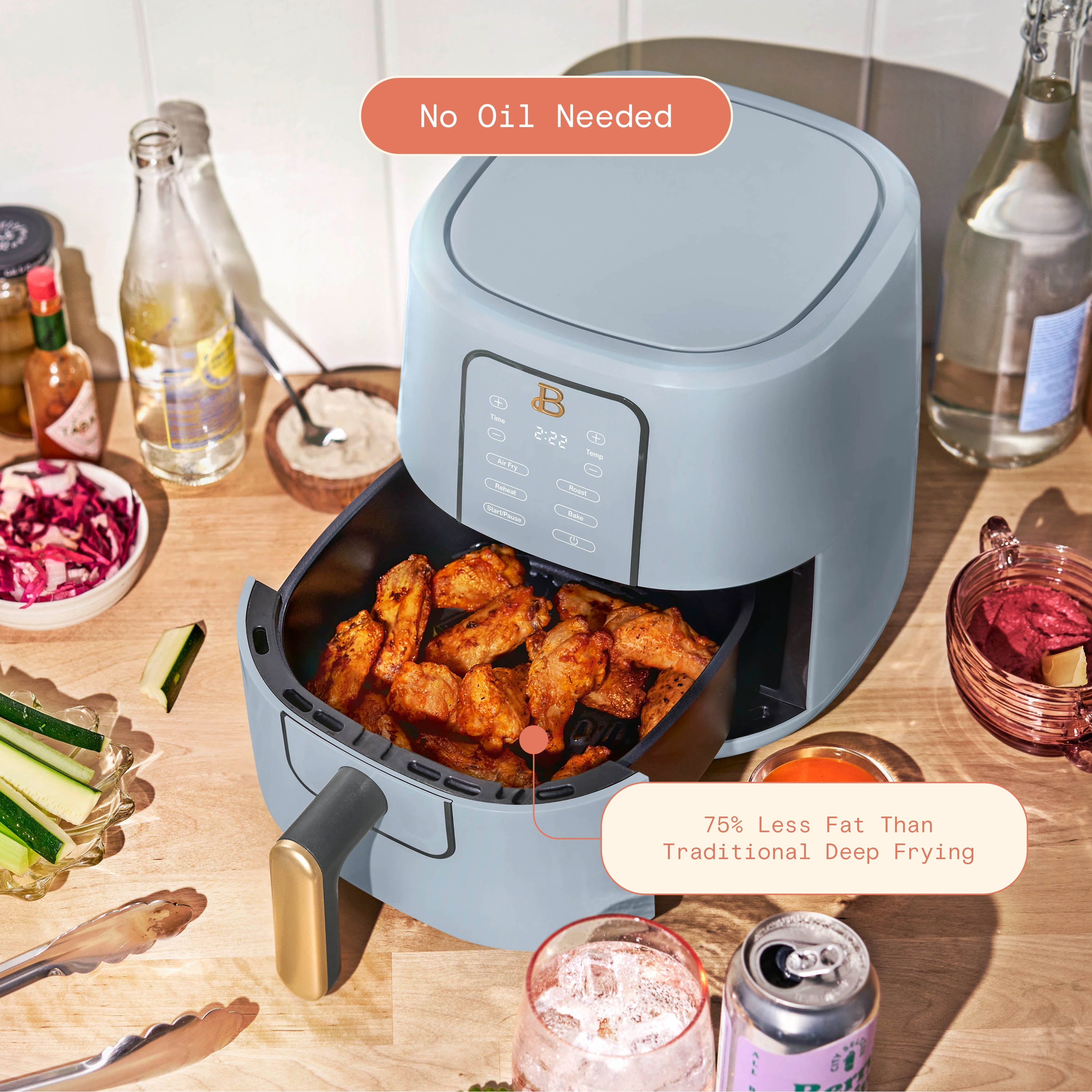 Beautiful 3 Qt Air Fryer with TurboCrisp Technology Cornflower Blue by Drew Barrymore