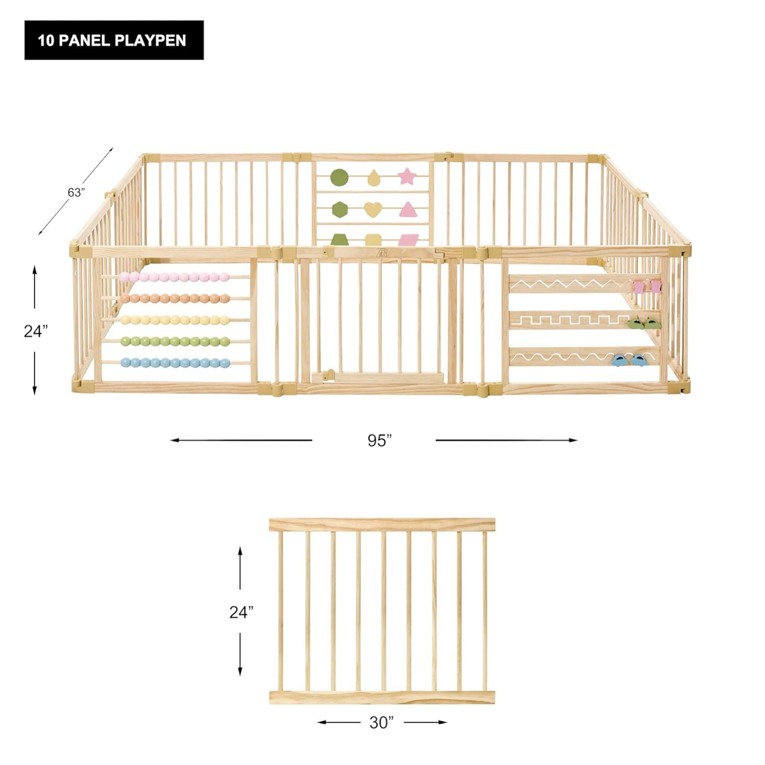 Wooden Foldable Adjustable Baby Play Pen