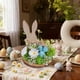 thumbnail image 4 of Set of 1 Easter Wooden Ornaments Rabbits and Eggs with Floral Design in Blue for Home Bucolic Style Desktop Decoration 5.51x4.53"Set de 1 adorno de madera de Pascua: conejos y huevos con JASKFLY, 4 of 8