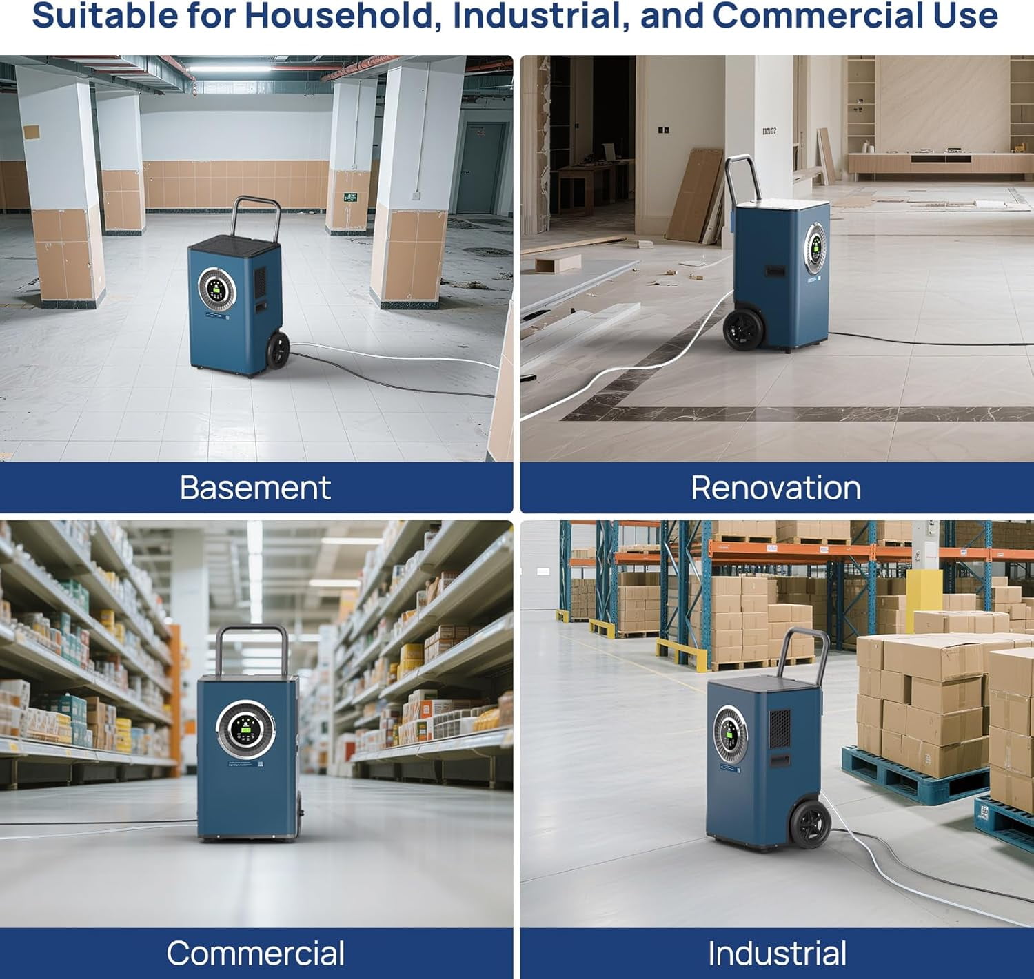ARGENDON Commercial Dehumidifier with Pump for Basement, 110 Pints Heavy Duty Industrial  Dehumidifiers on Wheels with Drain Hose for Water Damage Restoration,Garage, AUTO Defrost ，SLGR Dehumidifiers