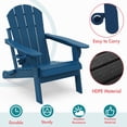 thumbnail image 3 of Hidpriva Outdoor Folding Adirondack Chair with Cup Holder, HDPE Weather Resistant Fire Pit Chair, Blue(Set of 2), 3 of 7