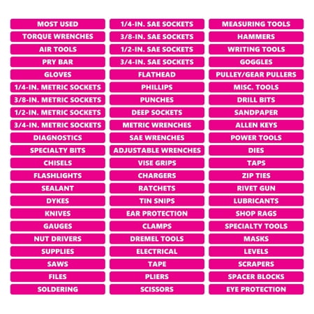 

Toolbox Organizational Magnetic Rounded Labels Ultimate Set by DCM Solutions (Pink 0.5 H x 4.5 W)