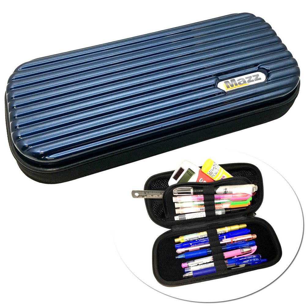 MAZZ MadCase BLUE Hard Shell Pen Pencil Case Pouch Box Storage School