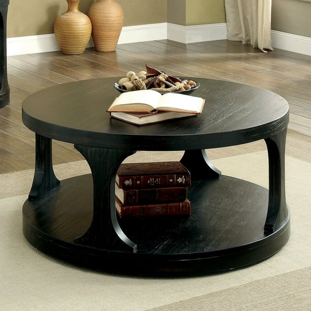 Furniture Of America Nela Contemporary Antique Black Round Coffee Table Com Furniture Of America Nela Contemporary, Antique Black Coffee Tables