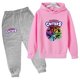 thumbnail image 3 of Conjunto de sudadera con capucha y pantalones con estampado de dibujos animados para niños y niñas de 2 a 13 años, 2 piezas, para primavera y otoño, 3 of 5