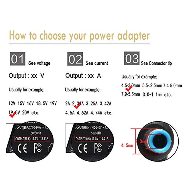 Adaptador de CA de 45 W Cargador para laptop Compatible para HP Notebo