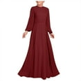 thumbnail image 2 of Njoeus Women's Elegant Long Sleeve Belted Muslim Dress Turtleneck Maxi Dresses Flowy Midi Dress Fall Wnter Party Gown Zipper Back, 2 of 8