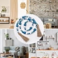 thumbnail image 2 of Wood Bead String Beach Wood Beads Blue Wood Bead Garland Tassel Nautical Farmhouse Rustic Beads with Jute Rope Tassel for Coastal Home Room Decor, 2 of 8