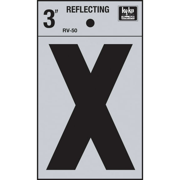Hy-Ko Vinyl Reflective Sticker RV-50/X - Self-Stick, Black - 3"