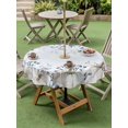 thumbnail image 3 of Outdoor Tablecloth with Umbrella Hole and Zipper, Blue Grey Pumpkins Fall Round Table Cloth 54 Inch Waterproof Tablecloth, Thanksgiving Botanical Picnic Table Cover for Patio Camping, 3 of 7